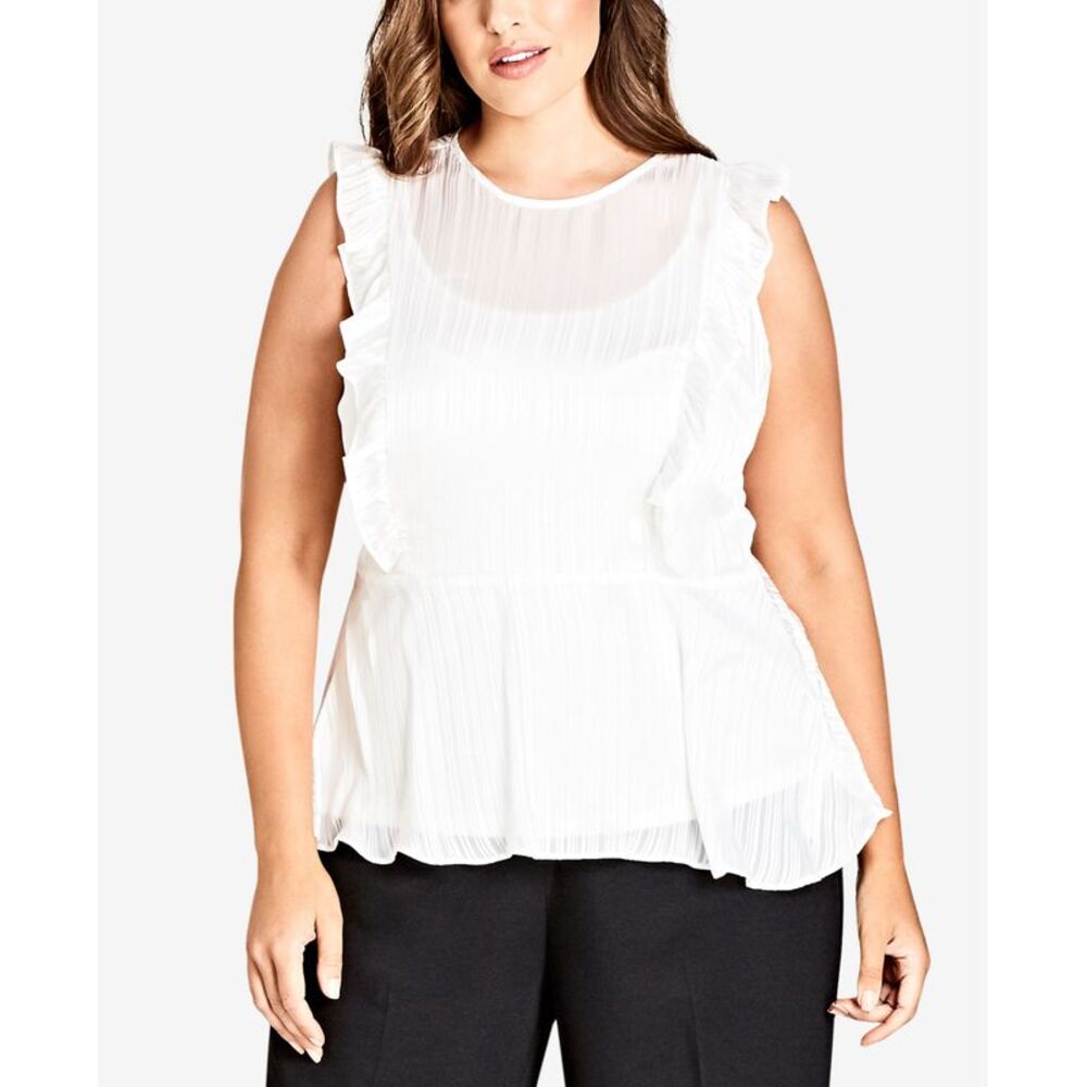 City Chic Trendy Plus Size Simply Striped Peplum Top